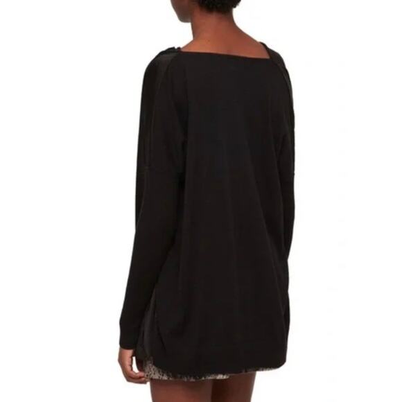 AllSaints Erma Cowl Neck Black Top Small NWT $150 - Picture 3 of 10